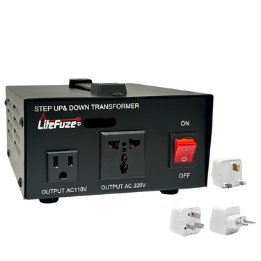 3000 Watt Best International Power Voltage Converter Transformer - Step Up/Down - 110V/220V - With Worldwide UK/US/AU/EU European Plug Adapter - 2 Outlets
